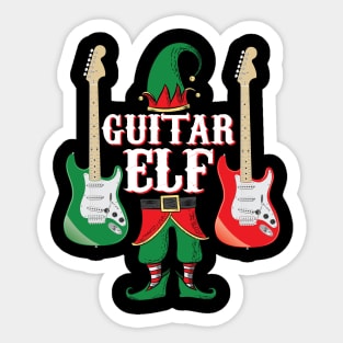 Guitar Elf - Christmas Gift Idea for Guitarists graphic print Sticker